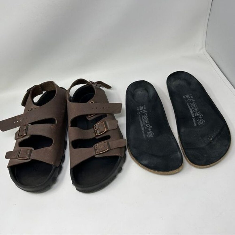 Birkenstock Tatami Strap Sandals Brown Leather Ankle Strap Men size 10